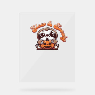 Halloween Luiaard Slow en Spooky Schattigee Luiaar Acryl Bord