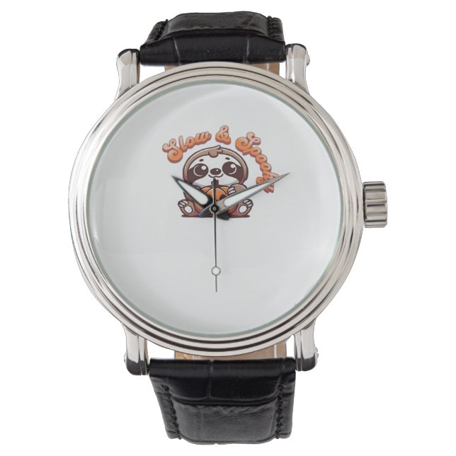 Halloween Luiaard Slow en Spooky Schattigee Luiaar Horloge (Voorkant)