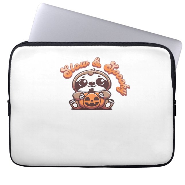 Halloween Luiaard Slow en Spooky Schattigee Luiaar Laptop Sleeve (Voorkant)