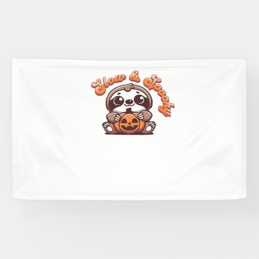 Halloween Luiaard Slow en Spooky Schattigee Luiaar Spandoek (Horizontaal)