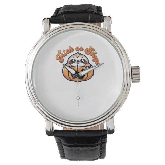Halloween luiaard truc of slaap Schattigee luiaard Horloge (Voorkant)