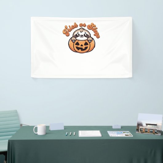 Halloween luiaard truc of slaap Schattigee luiaard Spandoek (Beurs)