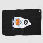 Halloween luiaard verkleed als spook die langs de golfhanddoek (Horizontaal)