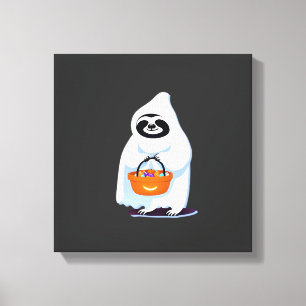 Halloween luiaard verkleed als spook gaat trick or canvas afdruk
