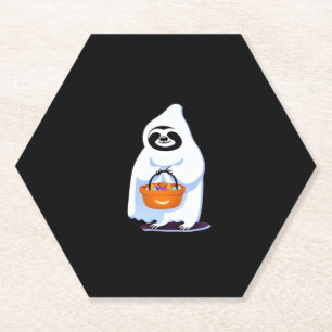 Halloween luiaard verkleed als spookachtige truc o kartonnen onderzetters