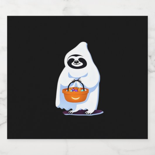 Halloween luiaard verkleed als spookachtige truc o sparkling wijnetiket (Enkel label)