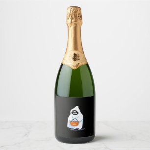 Halloween luiaard verkleed als spookachtige truc o sparkling wijnetiket