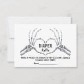 Halloween Luier Raffle Skelet hart baby shower Kaart (Voorkant)