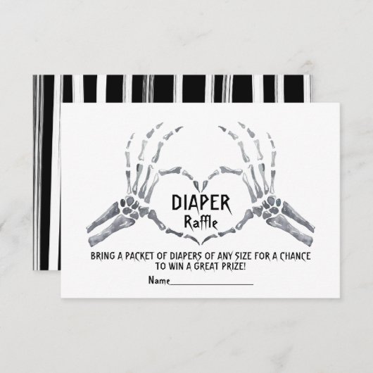 Halloween Luier Raffle Skelet hart baby shower Kaart (Voorkant / Achterkant)