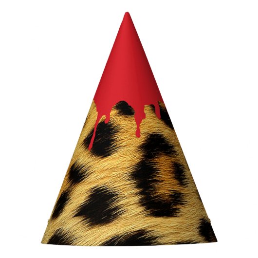 Halloween Luipaard Bont - Bloederig Druipend Bloed Feesthoedjes (Voorkant)