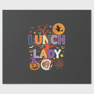 Halloween Lunch Dames Heks Keuken Vector Cadeaupapier