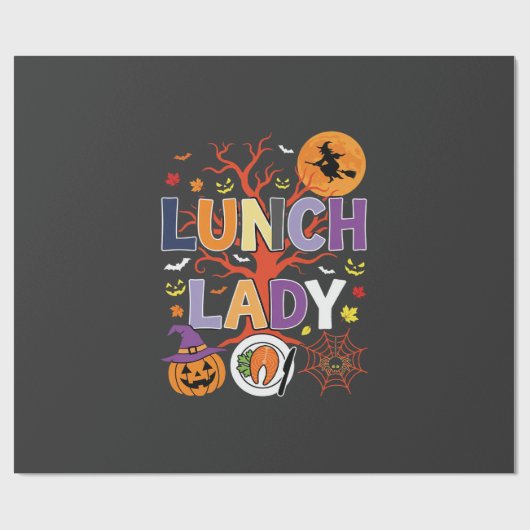 Halloween Lunch Dames Heks Keuken Vector Cadeaupapier (Vlak)