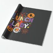 Halloween Lunch Dames Heks Keuken Vector Cadeaupapier (Uitgerold)
