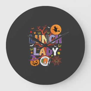 Halloween Lunch Dames Heks Keuken Vector Grote Klok
