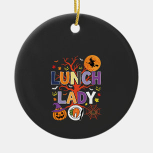 Halloween Lunch Dames Heks Keuken Vector Keramisch Ornament