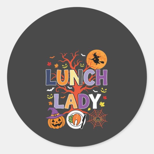 Halloween Lunch Dames Heks Keuken Vector Ronde Sticker (Voorkant)