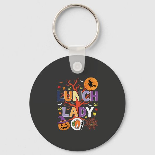 Halloween Lunch Dames Heks Keuken Vector Sleutelhanger (Voorkant)