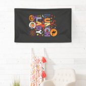 Halloween Lunch Dames Heks Keuken Vector Spandoek (Insitu)