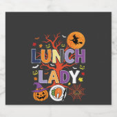 Halloween Lunch Dames Heks Keuken Vector Sparkling Wijnetiket (Enkel label)