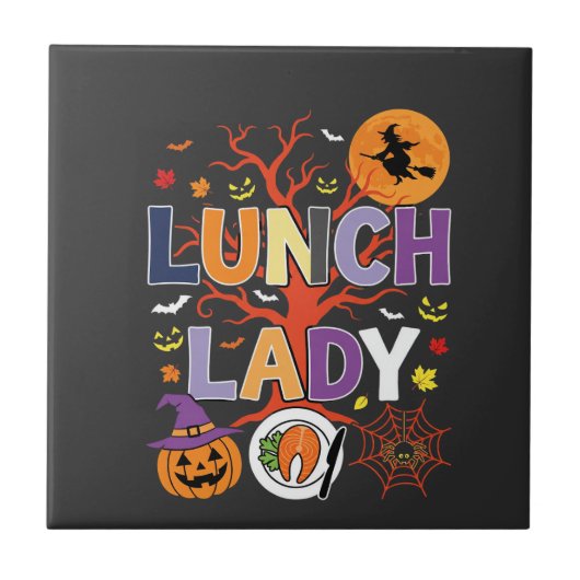 Halloween Lunch Dames Heks Keuken Vector Tegeltje (Voorkant)