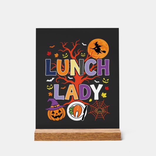 Halloween Lunch Dames Heksenkeuken Vector Acryl Bord (Voorkant)
