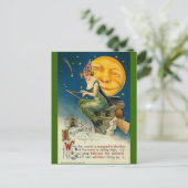 -halloween-maan-braomstick briefkaart (Staand voorkant)