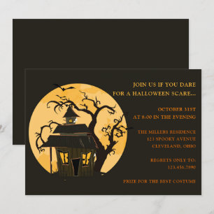 Halloween Maan en Geheime Huis  Halloween Kaart