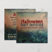 Halloween Maan Grunge Uitnodiging (Voorkant / Achterkant)