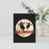 Halloween Maan Silhouet Geesten Vleermuizen Briefkaart (Staand voorkant)