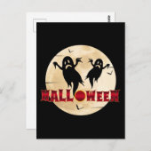 Halloween Maan Silhouet Geesten Vleermuizen Briefkaart (Voorkant / Achterkant)