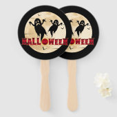 Halloween Maan Silhouet Geesten Vleermuizen Handwaaier (Voorkant en achterkant)