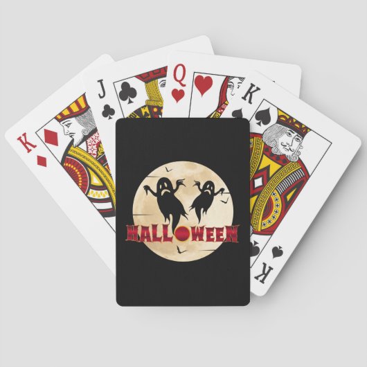Halloween Maan Silhouet Geesten Vleermuizen Pokerkaarten (Achterkant)
