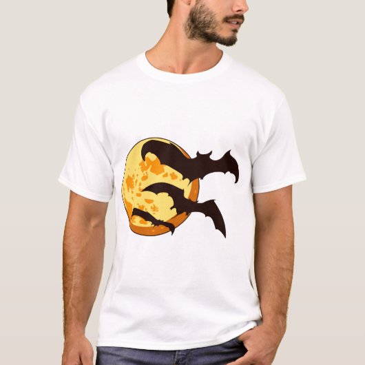 Halloween Maan & Vleermuizen T-shirt (Voorkant)