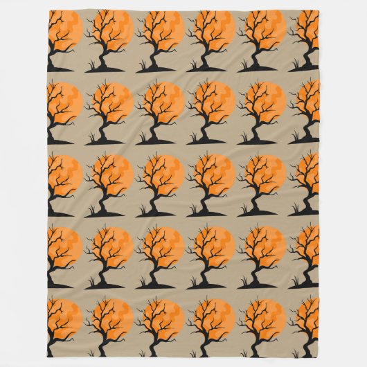 Halloween maanverlichte bomen fleece deken (Voorkant)