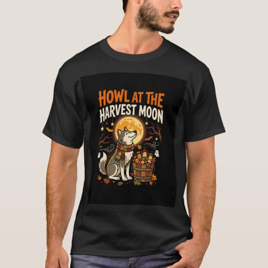 Halloween Maanverlichte Hond Feest T-shirt (Voorkant)