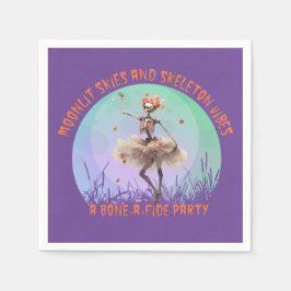 Halloween Maanverlichte Skies en Skeleton Vibes Servet