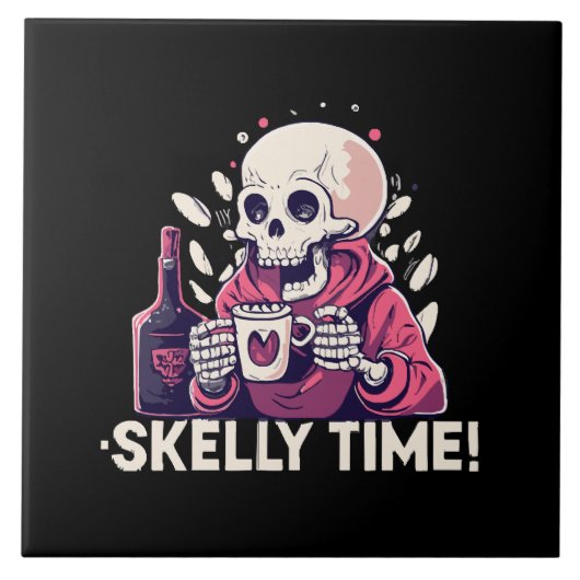 halloween maar het is skelet tijd tegeltje (Voorkant)