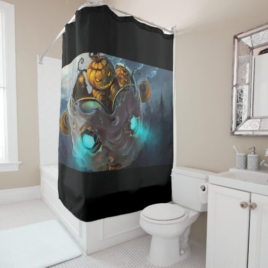 Halloween Mad Pumpkin Douchegordijn (In situ)