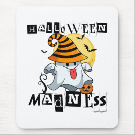 Halloween Madness Grappige Ghost Oktober Oogst Fun Muismat