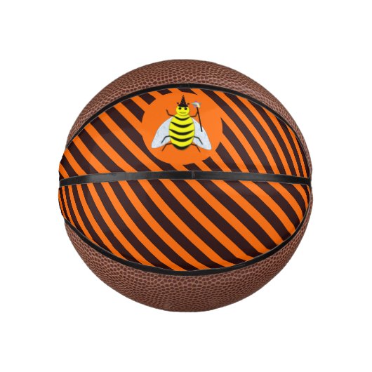 Halloween Magic Bee Witch Oranje en Black Stripes Basketbal (Voorkant)