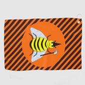Halloween Magic Bee Witch Oranje en Black Stripes Golfhanddoek (Horizontaal)