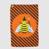 Halloween Magic Bee Witch Oranje en Black Stripes Golfhanddoek (Voorkant)