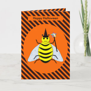 Halloween Magic Bee Witch Oranje en Black Stripes Kaart