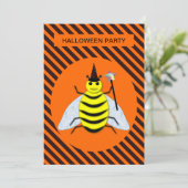 Halloween Magic Bee Witch Oranje en Black Stripes Kaart (Staand voorkant)