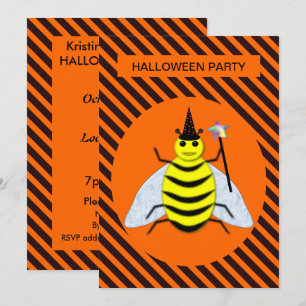 Halloween Magic Bee Witch Oranje en Black Stripes Kaart