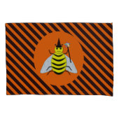 Halloween Magic Bee Witch Oranje en Black Stripes Kussensloop (Voorkant)