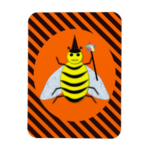 Halloween Magic Bee Witch Oranje en Black Stripes Magneet