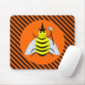 Halloween Magic Bee Witch Oranje en Black Stripes Muismat (Met muis)