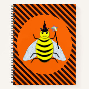 Halloween Magic Bee Witch Oranje en Black Stripes Notitieboek