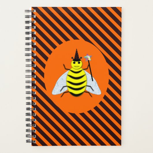 Halloween Magic Bee Witch Oranje en Black Stripes Planner (Voorkant)